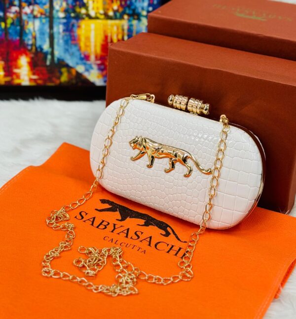 Sayasachi Clutch WHITE with a crocodile texture