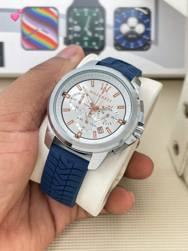 Maserati Successo Chronograph with Blue Silicone Strap