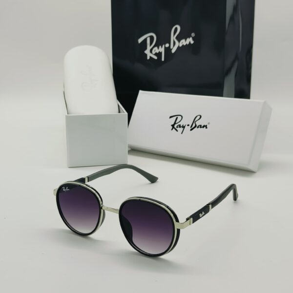 Ray-Ban Round Sunglasses - Black Frame with Red Accents and Polarized Lenses