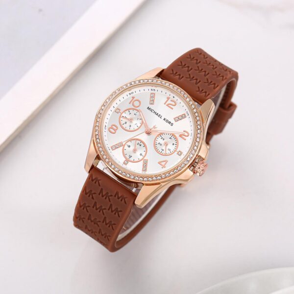 Michael Kors Rose Gold-Tone Chronograph with Brown