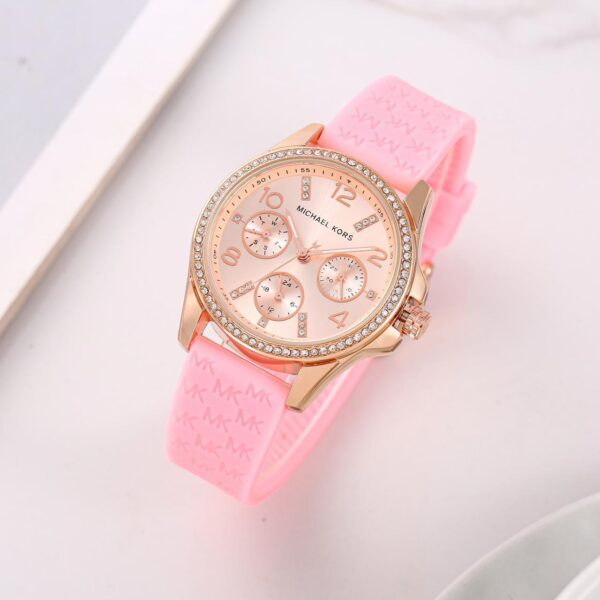 Michael Kors Rose Gold-Tone Chronograph with Pink Silicone Band