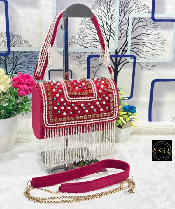 Red Rhinestone Mesh Luxury Clutch Bag