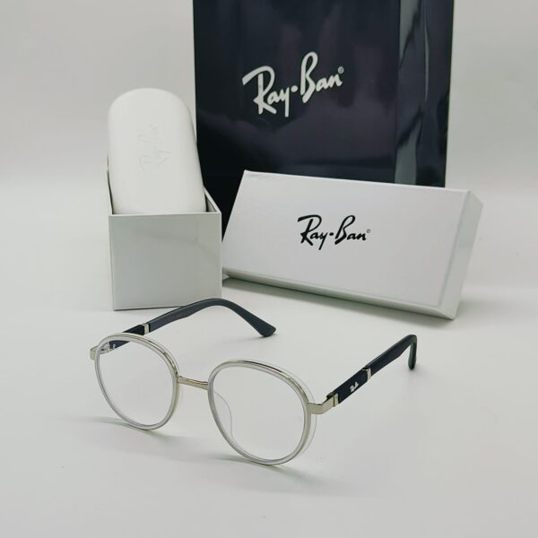 Ray-Ban Round Eyeglasses with Silver/Light Metal Frame and Black Temples