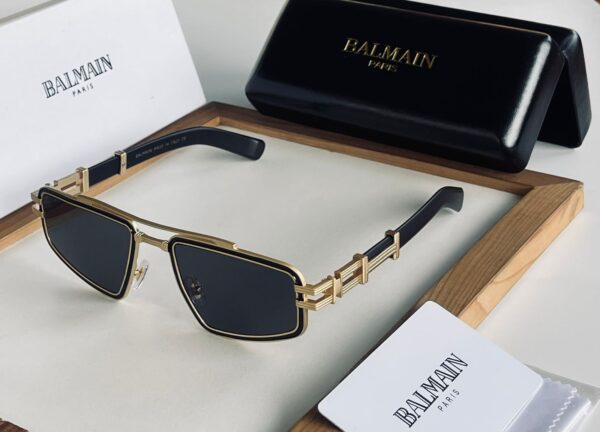 Balmain Sunglasses - Rectangular Frame with Gold/Bronze Accents