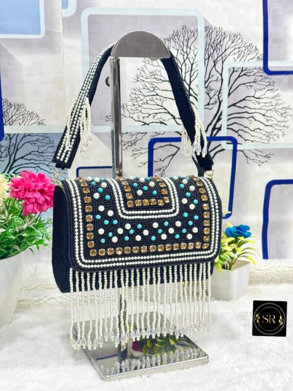 Blue Rhinestone Mesh Luxury Clutch Bag