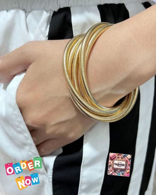 Gold Snake Bangle Bracelet - Classic and Versatile - Image 4